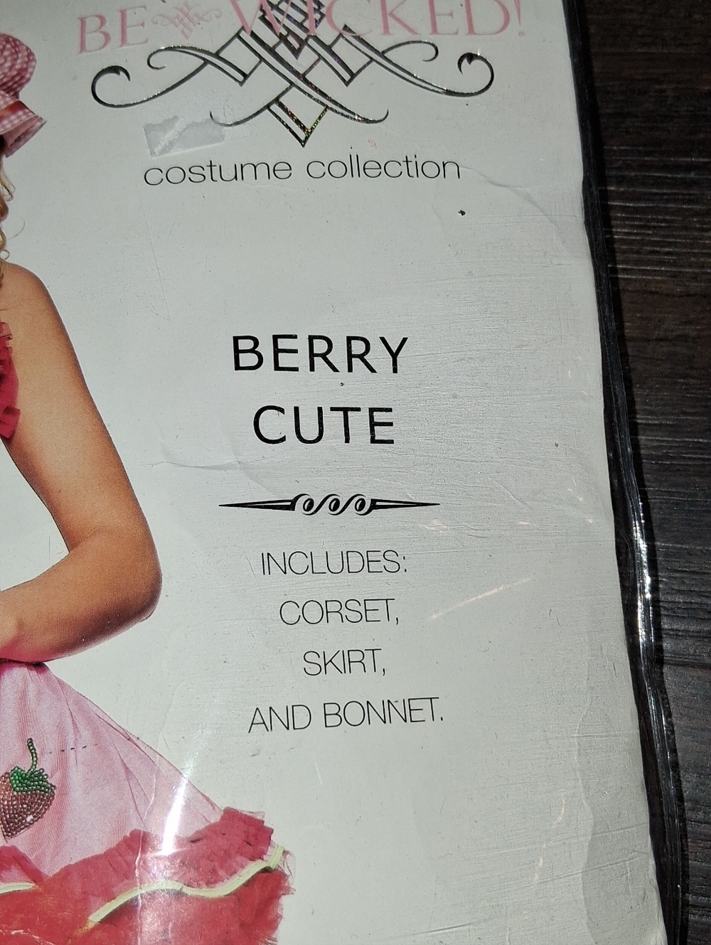 Berry Cute Pink Strawberry Costume with Green Striped Stockings - Picture 2 of 5